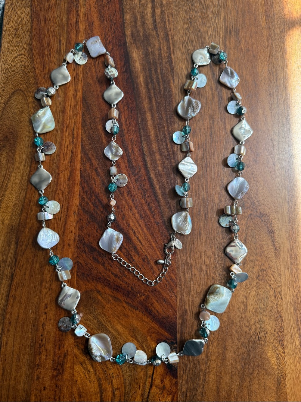 Lia Sophia "Ocean Air" Long Abalone Mother of Pearl Statement Necklace